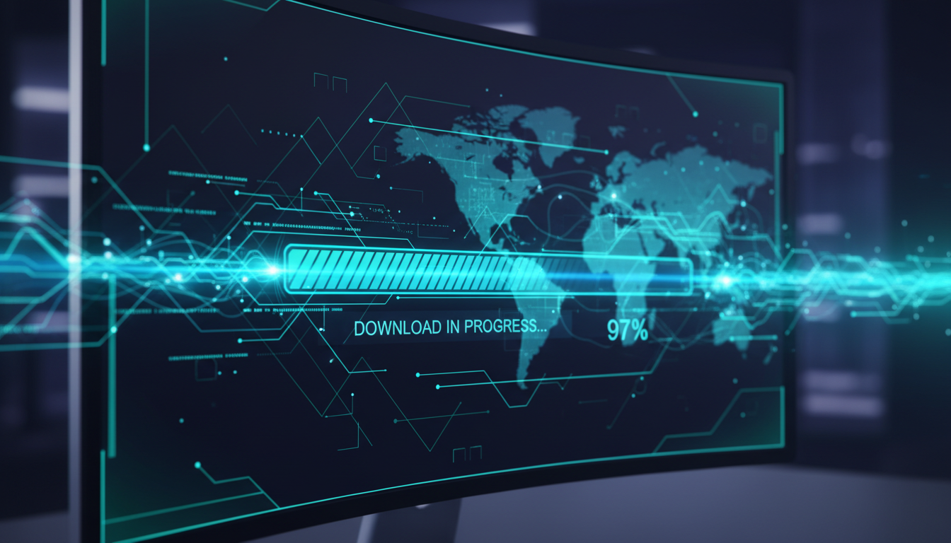 Download Manager 3.3.52 em ação, barra de progresso rápida, download otimizado