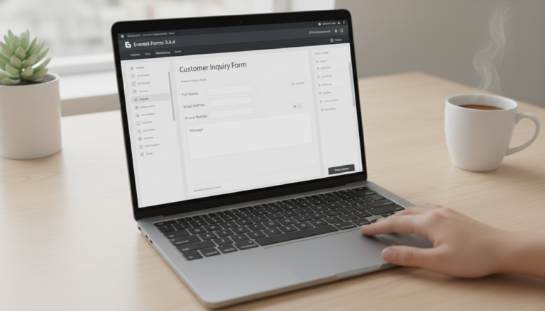 Screenshot do Everest Forms 3.4.4 com formulário de contato aberto