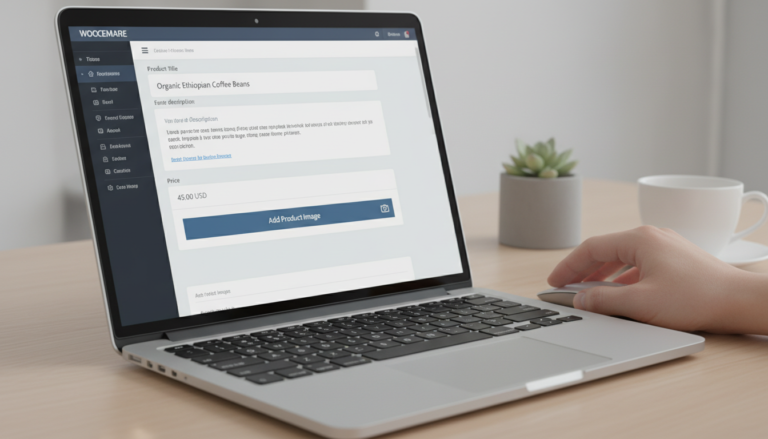 Interface de Adicionar Novo Produto no WooCommerce com campos preenchidos
