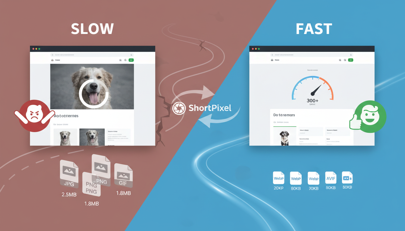 ShortPixel Image Optimizer 6.4.4 otimizando imagens para WebP e AVIF, acelerando o site.
