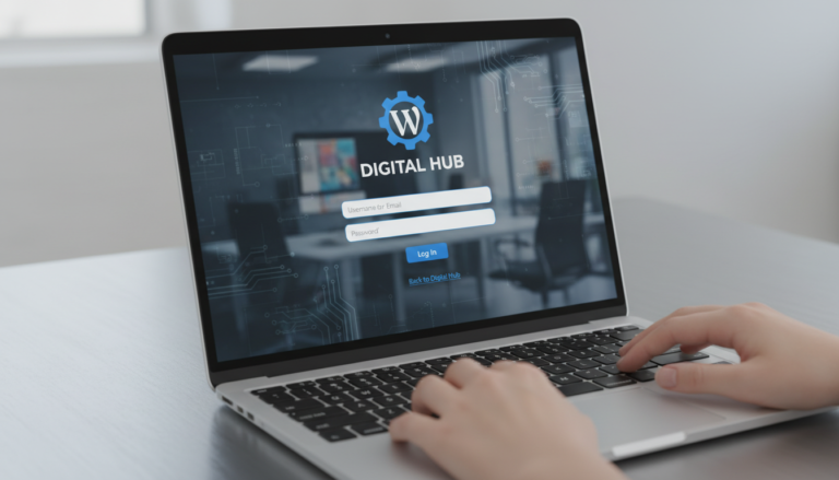 Captura de tela de página de login personalizada do WordPress com logotipo e cores da marca