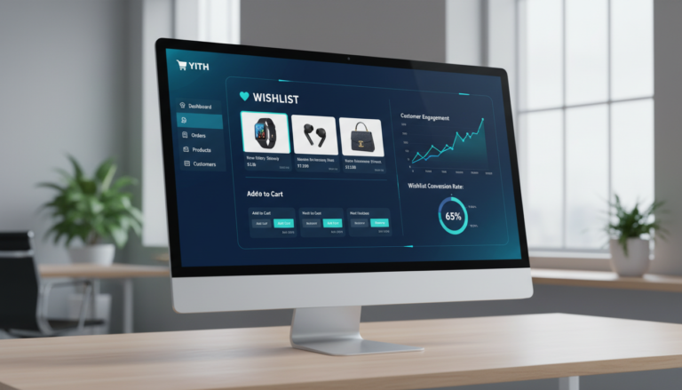 Interface de gerenciamento YITH WooCommerce Wishlist 4.13.0 com dados de produtos
