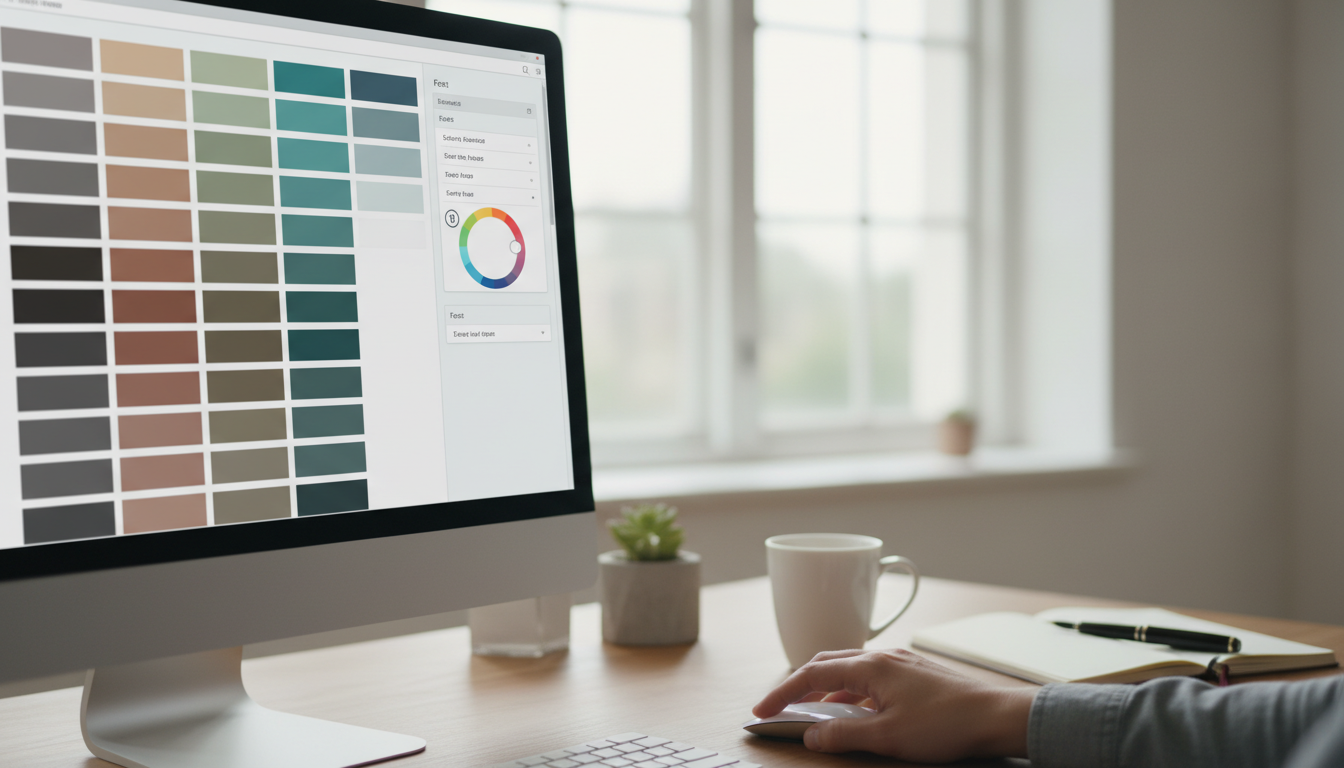 Interface de personalização de tema WordPress com foco em cores e fontes