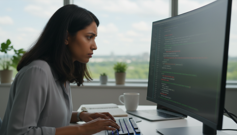 Homem ou mulher resolvendo erros comuns no WooCommerce em tela de computador