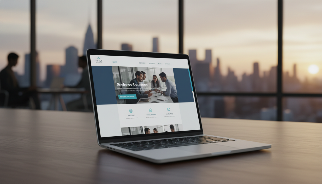 Website de negócios em WordPress, design profissional, laptop, presença online