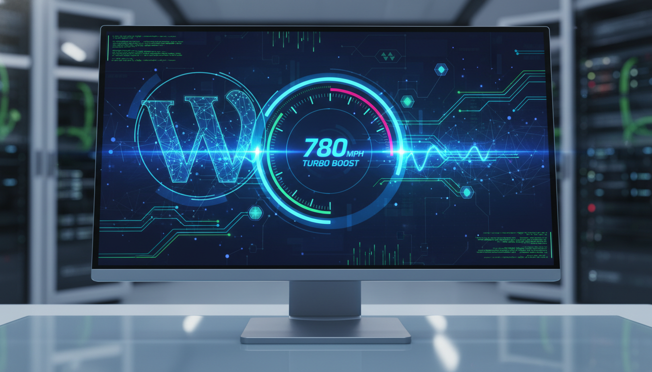 Painel de controle com velocímetro digital mostrando velocidade máxima, representando o Breeze – WordPress Cache Plugin 2.4.0 e a otimização de desempenho de sites.