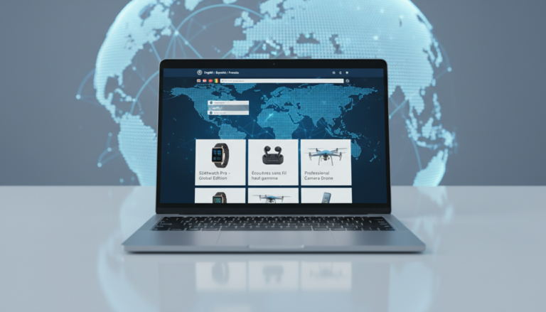 Captura de tela do WPML Multilingual & Multicurrency for WooCommerce 5.5.4 com interface de loja online em português e inglês e preços em BRL e USD.