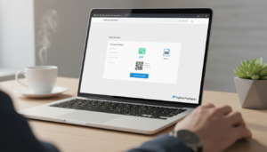 Tela de notebook exibindo checkout do WooCommerce com opções de pagamento PagBank/PagSeguro Connect 4.54.1