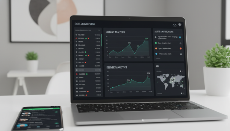 Dashboard do Post SMTP 3.9.1, logs de email, alertas SMTP, aplicativo móvel de gerenciamento de email