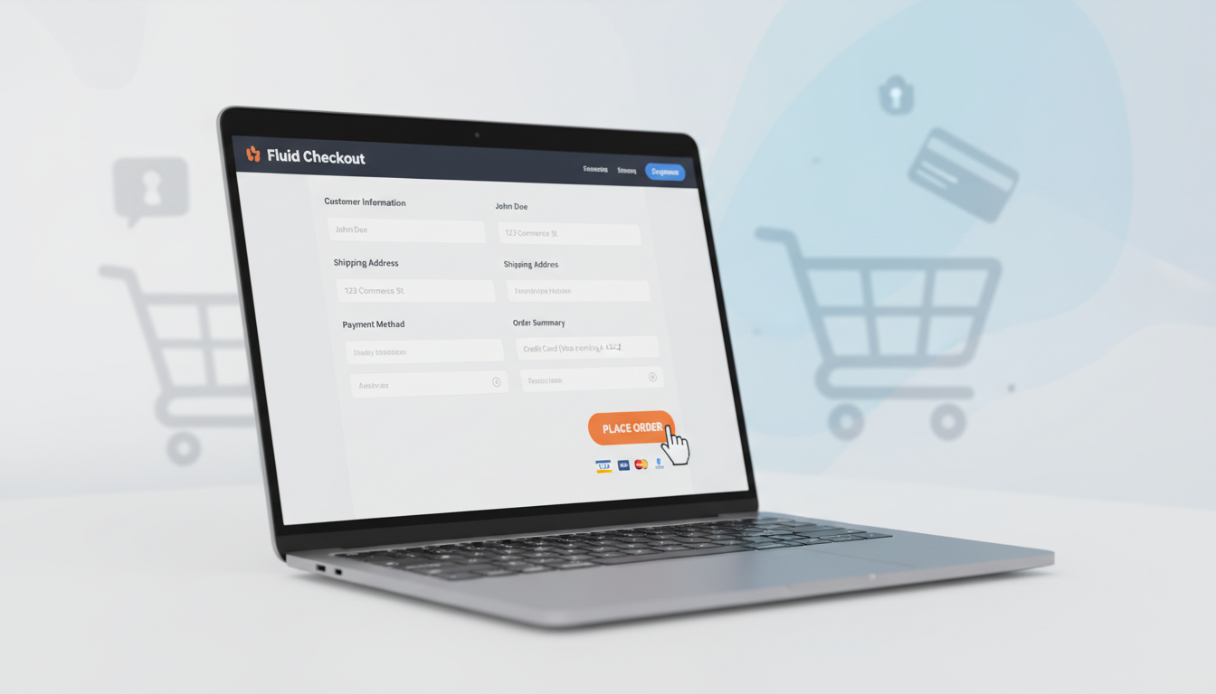 Tela de checkout do Fluid Checkout for WooCommerce – Lite 4.2.1, mostrando melhorias de usabilidade e design para e-commerce.