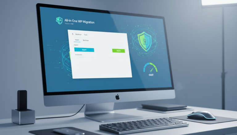 All-in-One WP Migração e Backup 7.104 interface, tela do plugin, migração WordPress, backup WordPress, segurança WordPress, performance site