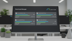Captura de tela Download Manager 3.3.54 com downloads ativos