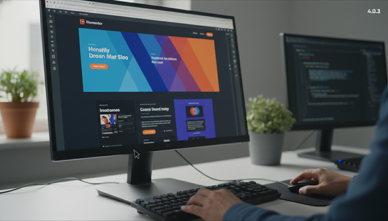 Elementor 4.0.3, interface de design web, novidades Elementor, criação de sites, produtividade no Elementor