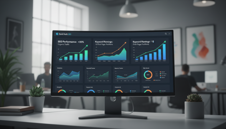 Rank Math SEO 1.0.268, plugin SEO WordPress, otimização de busca, performance SEO, interface Rank Math