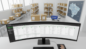 Captura de tela do Virtuaria Correios 1.13.2 com etiquetas de envio, mapa de rastreamento e formulário de declaração de conteúdo.