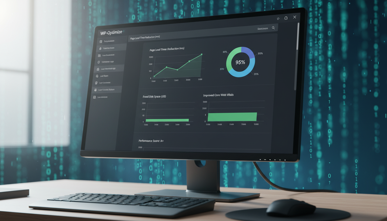 Gráfico de desempenho do WP-Optimize 4.5.2 otimizando site WordPress