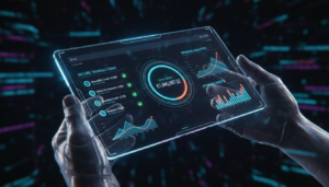 Interface do iPag Pagamentos Digitais 3.0.0 com gráficos de performance e um cadeado de segurança digital
