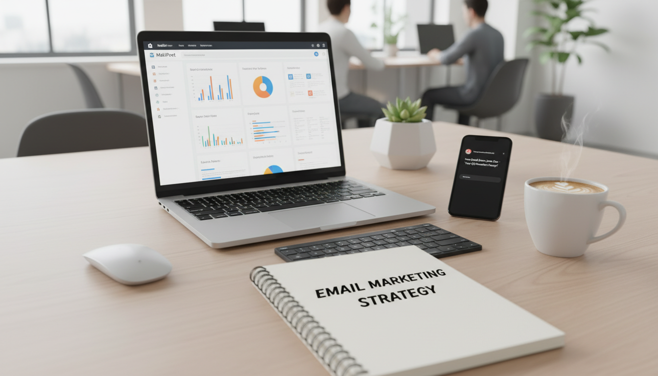 Dashboard do MailPoet 5.23.2 com gráficos de email marketing e opções de automação