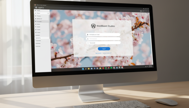 Captura de tela da interface do LoginPress 6.2.0 com opções de customização de página de login e pré-visualização ao vivo.