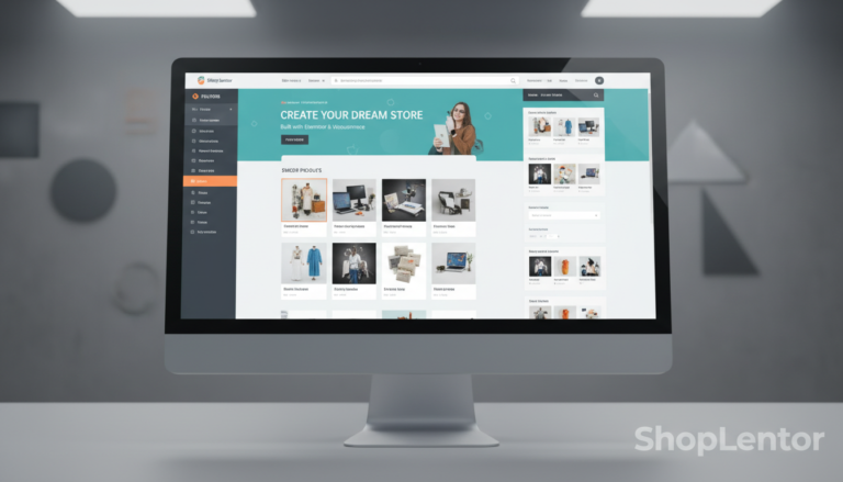 Interface ShopLentor 3.3.8 com Elementor e WooCommerce, loja virtual personalizável