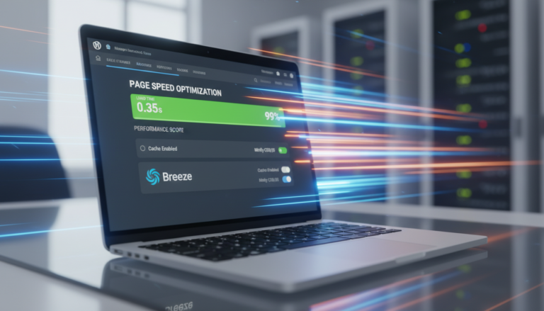 Interface do Breeze WordPress Cache Plugin 2.5.0 otimizando um site WordPress para velocidade