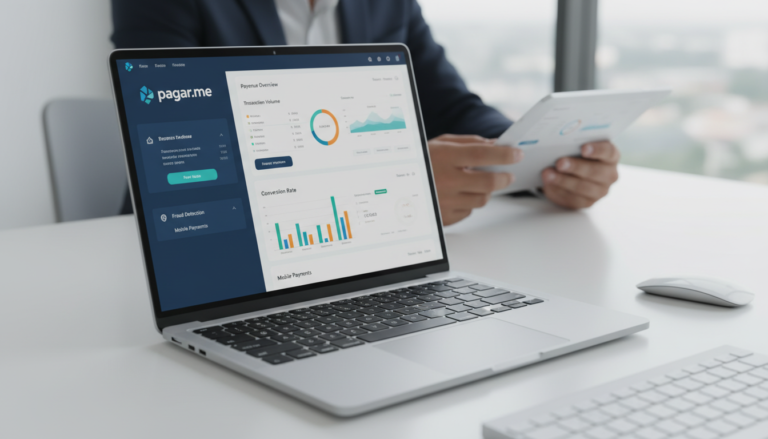 Dashboard do Pagar.me para WooCommerce 3.9.0 com dados de transações e logo Pagar.me em destaque.
