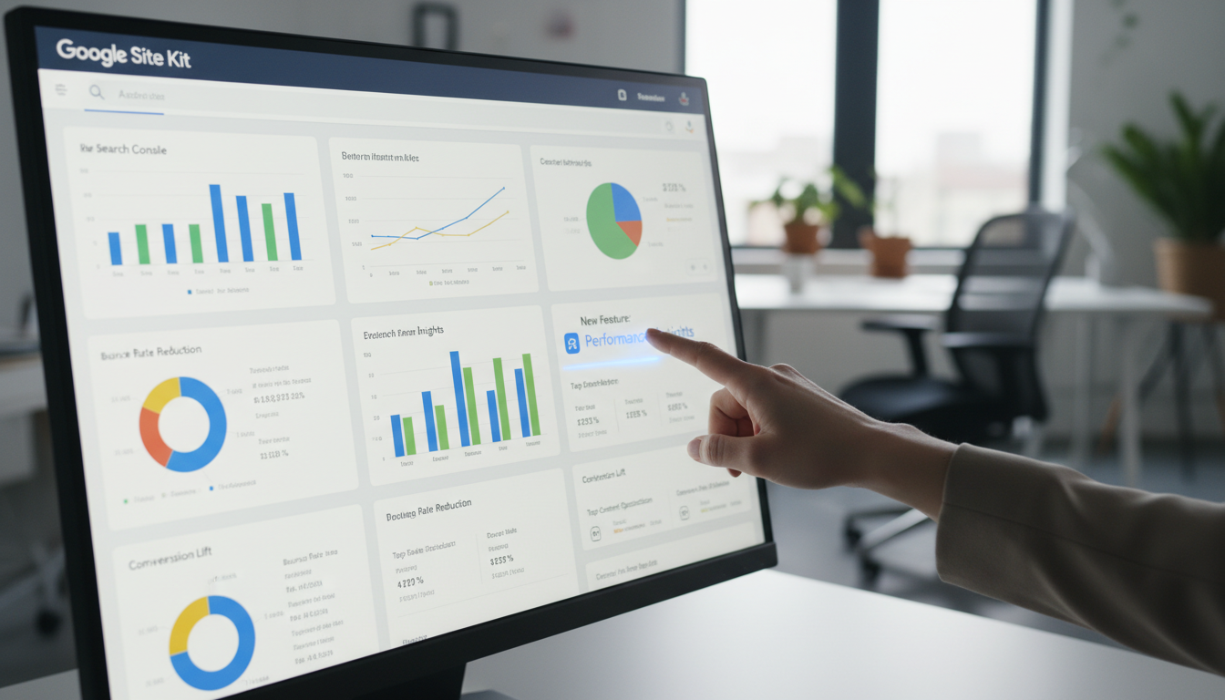 Captura de tela do Site Kit do Google 1.178.0 com gráficos de análise de dados