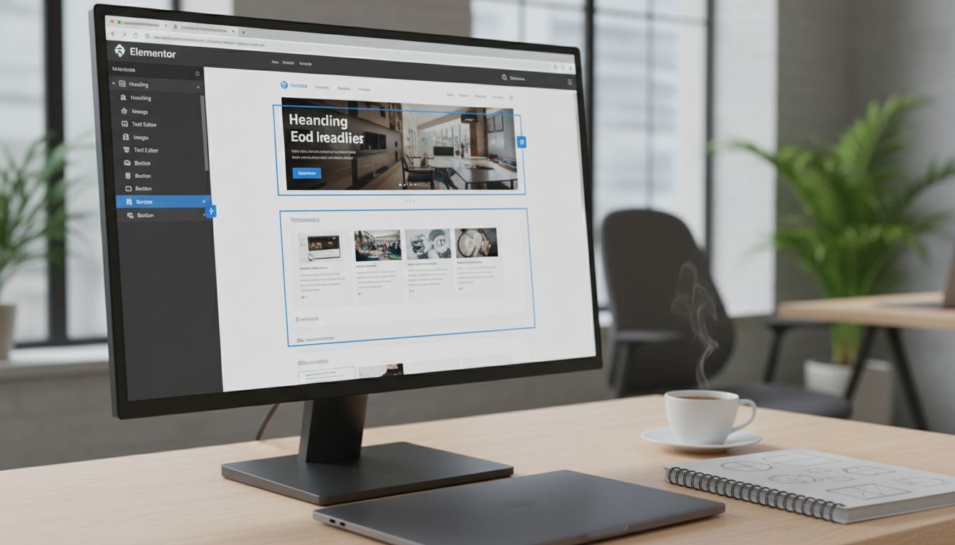 Interface do Elementor 4.0.8 com construtor de páginas WordPress