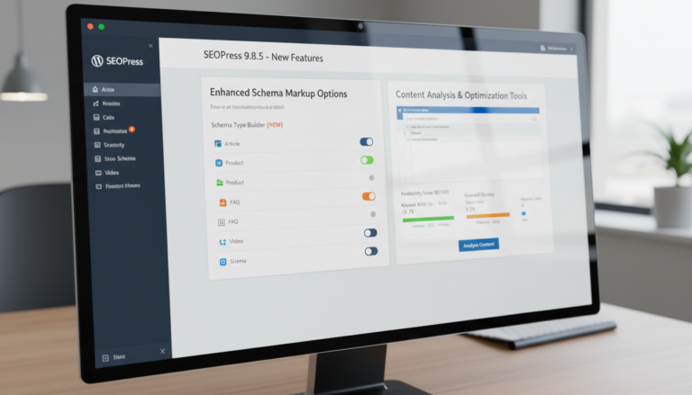 SEOPress 9.8.5, plugin SEO WordPress, otimização on-site, novas funcionalidades, Schema Markup avançado, análise de conteúdo