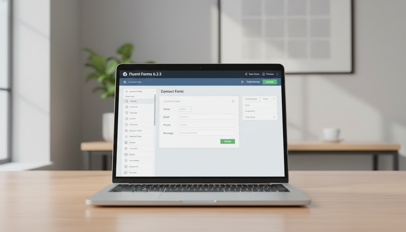Fluent Forms 6.2.3 interface, criação de formulários, design responsivo, otimização UX, plugin WordPress