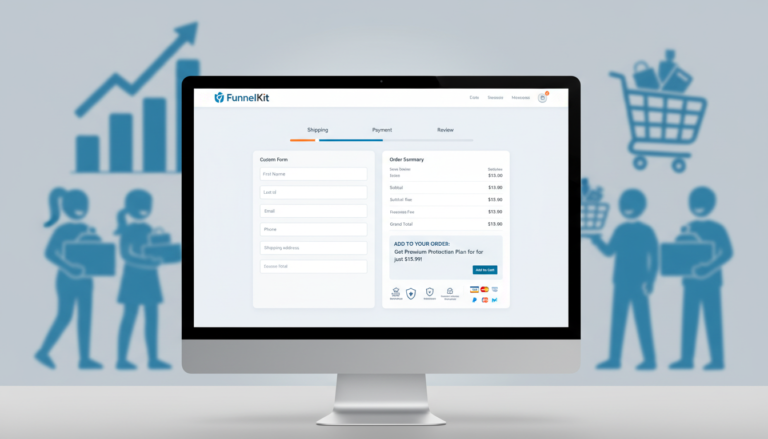 Interface do FunnelKit 3.15.0.3 mostrando um checkout WooCommerce altamente otimizado e personalizado para aumentar vendas.