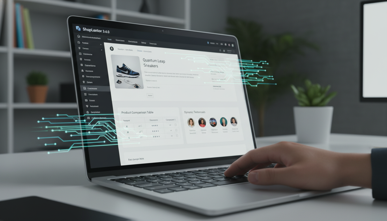 Interface do ShopLentor 3.4.0 no Elementor, mostrando novos módulos para WooCommerce